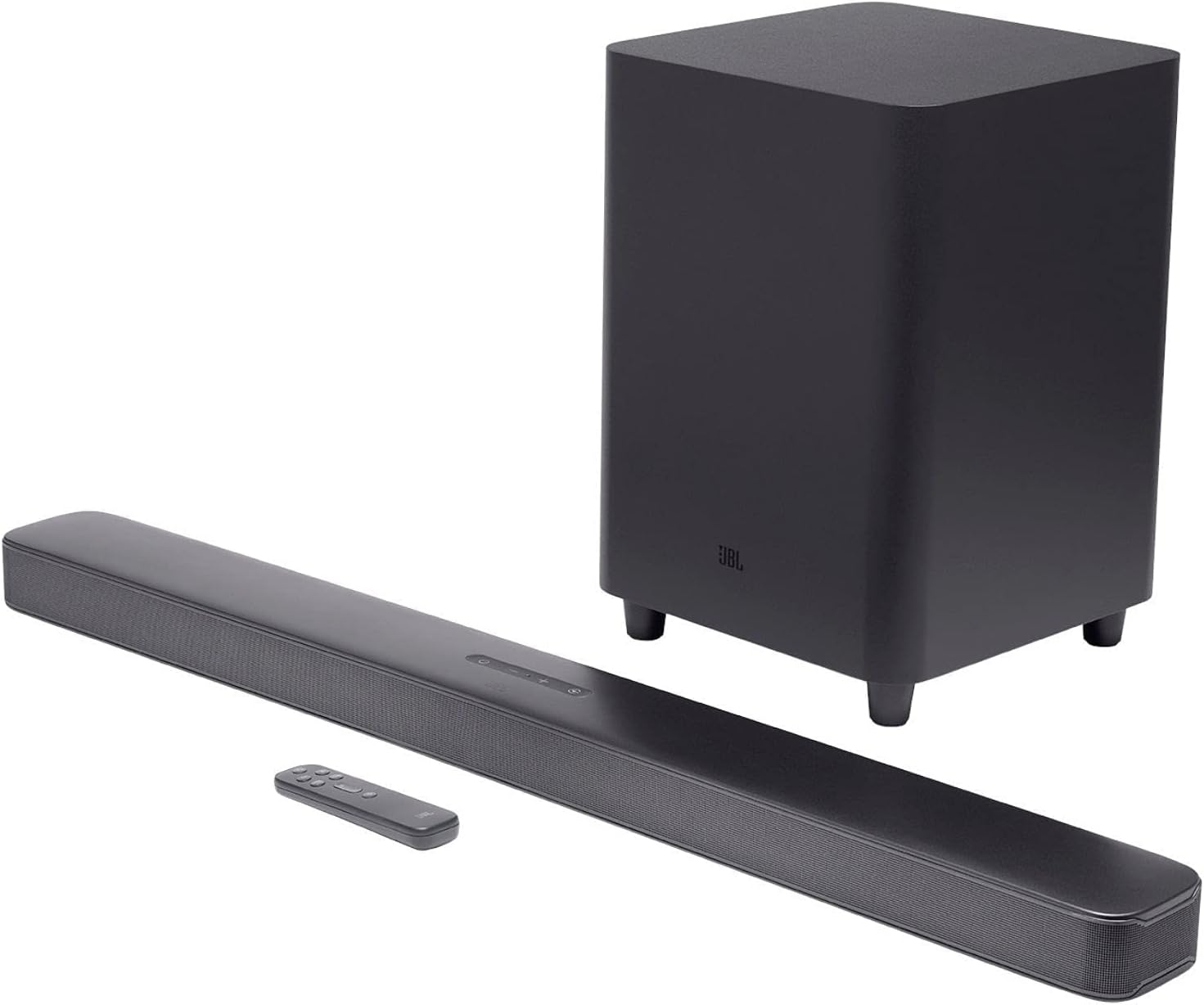 Jbl Bar 5.1 - Barra de sonido Ultra HD 4K con subwoofer, configuración de canales 5.1 y auténticos altavoces envolventes inalámbricos, Negro