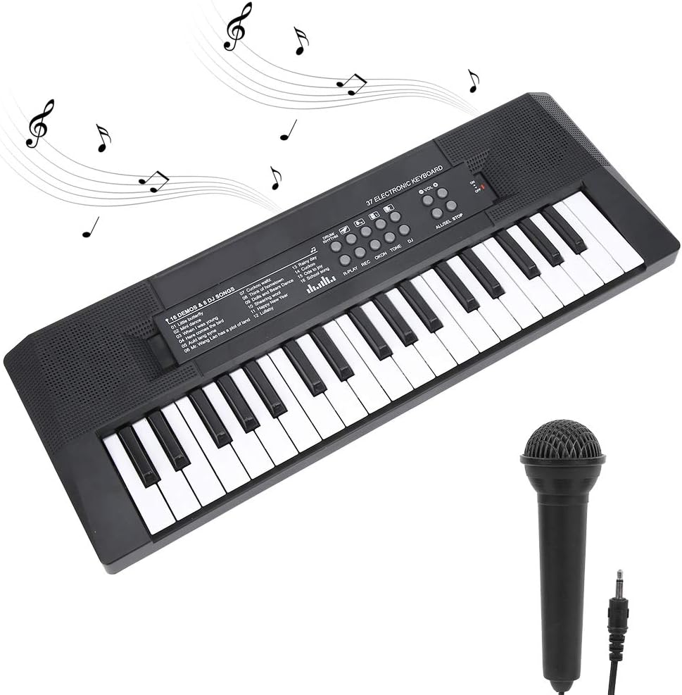 Teclado eléctrico de 37 teclas, piano eléctrico portátil, instrumento musical, micrófono de juguete, función de grabación, cumpleaños, navidad, regalo de acción de gracias para niños, amigos