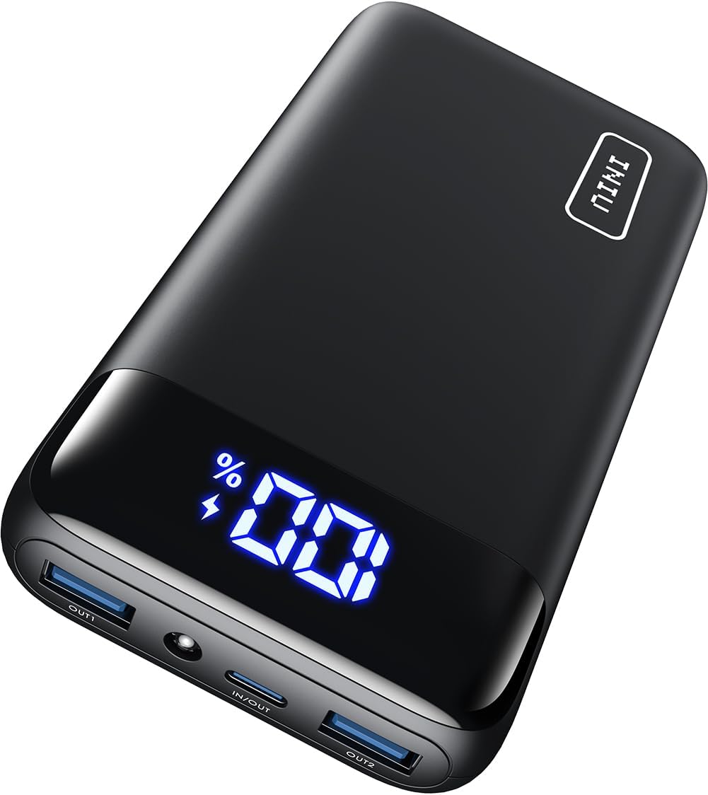 INIU Power Bank 20000mAh, 22.5W Carga Rápida Bateria Portatil PD3.0 QC4.0, USB C Pila Portatil de 3 Salidas, Linterna Cargador para Celular Compatible con iPhone 16 15 14 13 12 Samsung Google iPad